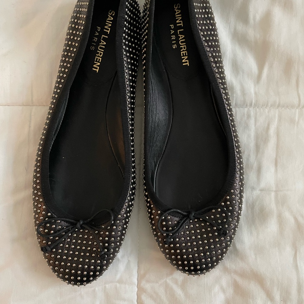 Authentic Saint Laurent YSL Paris Women's Black Ballet-shoes Size 7